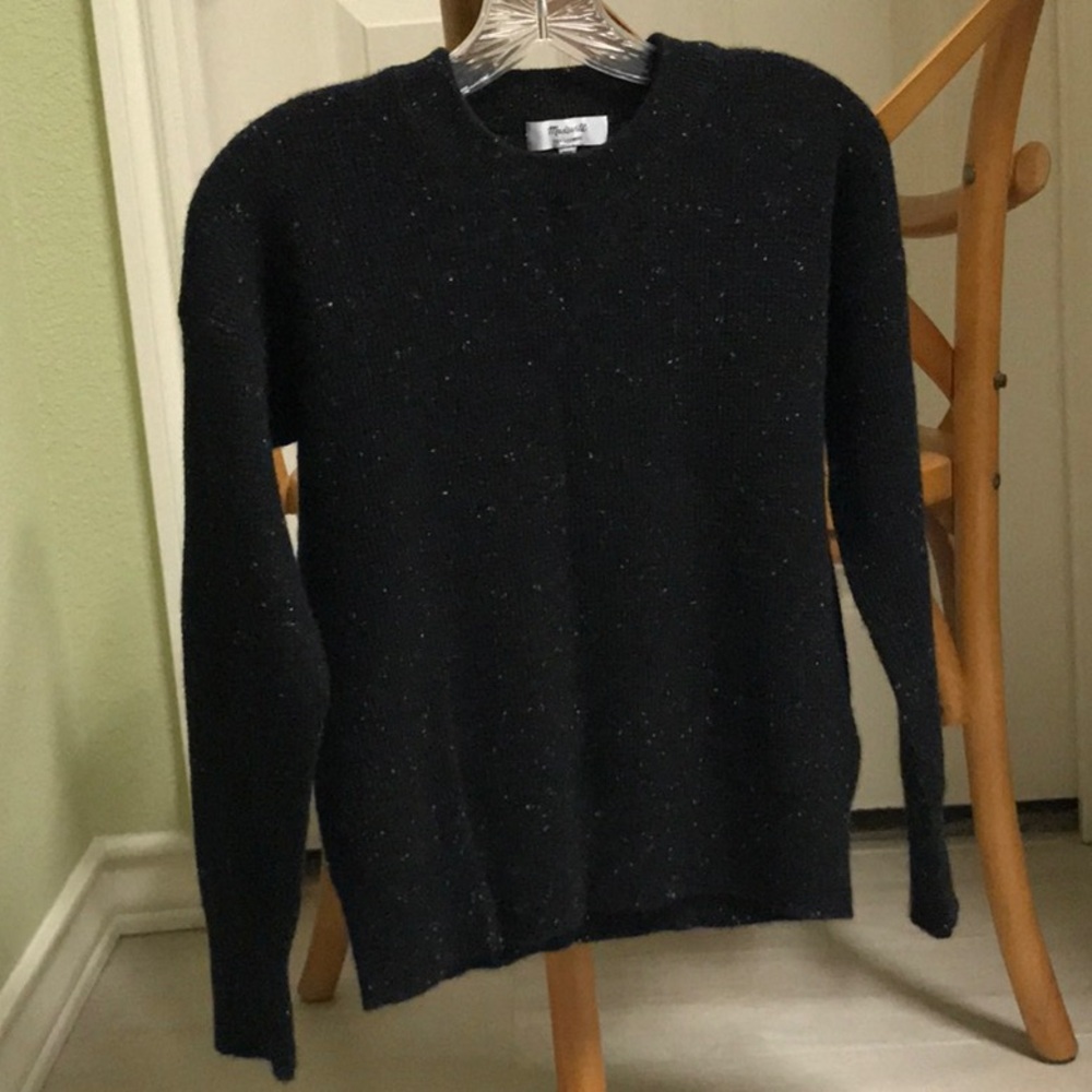 Madewell charcoal gray with light specs 100% cashmere crew neck sweater